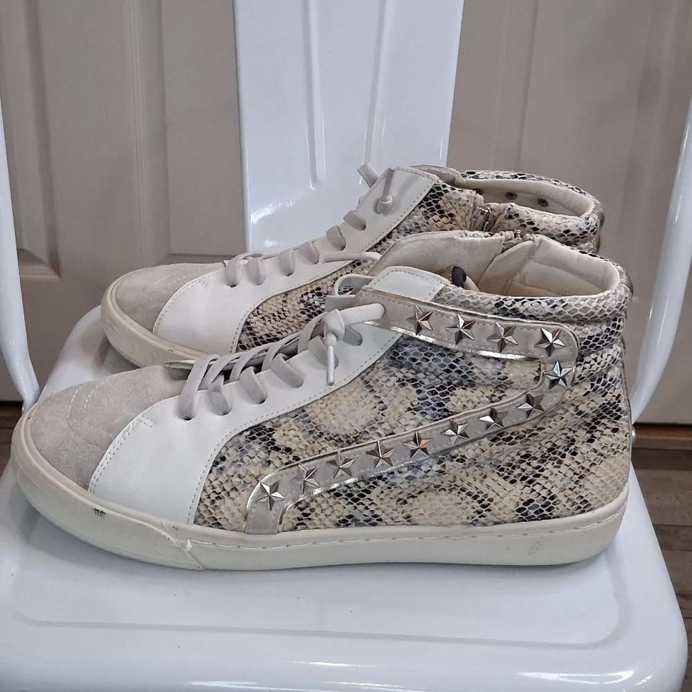 Vintage Havana Snakeskin High-Top Zip Up Star Studded Women's Sneakers Size 9